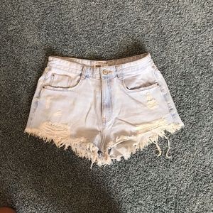 ZARA ripped jean shorts frayed bottom